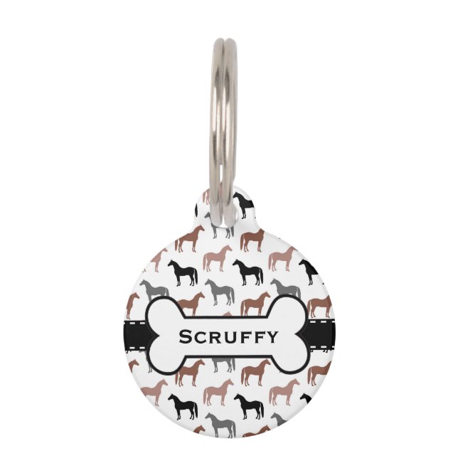 馬好きのパターン ペット　ネームタグ (正面)