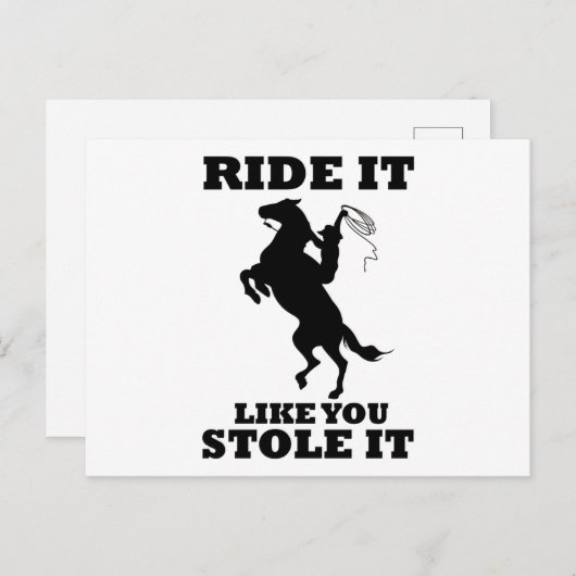 馬好きのプレゼントを盗んだように乗る ポストカード (正面/裏面)