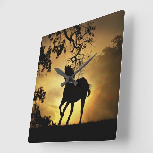 馬好きの時計 スクエア壁時計 (傾斜)