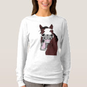 馬好きの笑い馬頭ユーモア Tシャツ (正面)
