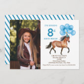 馬好きの誕生日写真招待状 招待状 (正面/裏面)