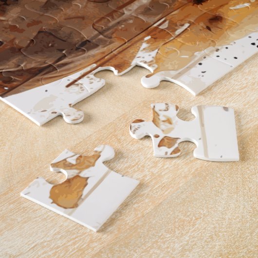 馬好きウォーターカラーアート誕生日 ジグソーパズル (側面)