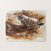 馬好きウォーターカラーアート誕生日 ジグソーパズル (横)