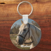 馬好きカスタムの写真と名前パーソナライズされた キーホルダー (裏面)