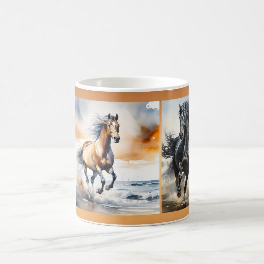 馬好きカスタムフォトコーヒーマグ コーヒーマグカップ (中央)