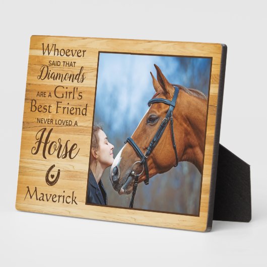 馬好きガール最高のズフレンド形見 フォトプラーク (側面)