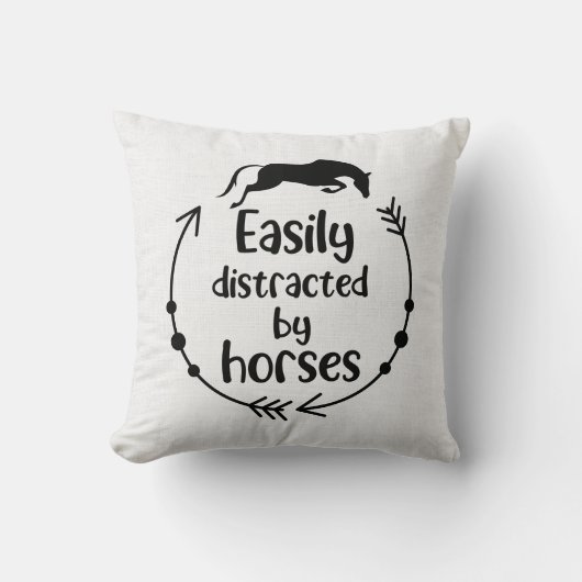 馬好きグレーホワイトバーラップウエスタンエクエストリアン クッション (正面)