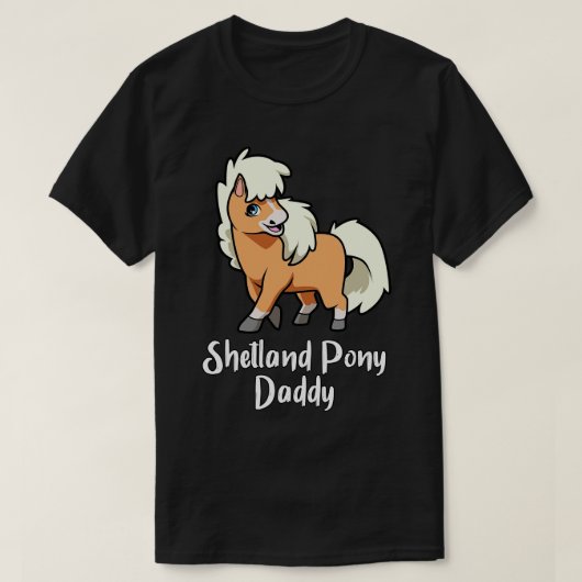 馬好きシェトランドポニーダディ Tシャツ (デザイン正面)