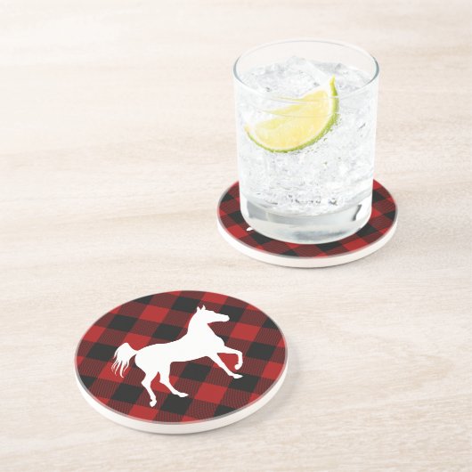 馬好きバッファロープレイドファームハウス コースター (側面)