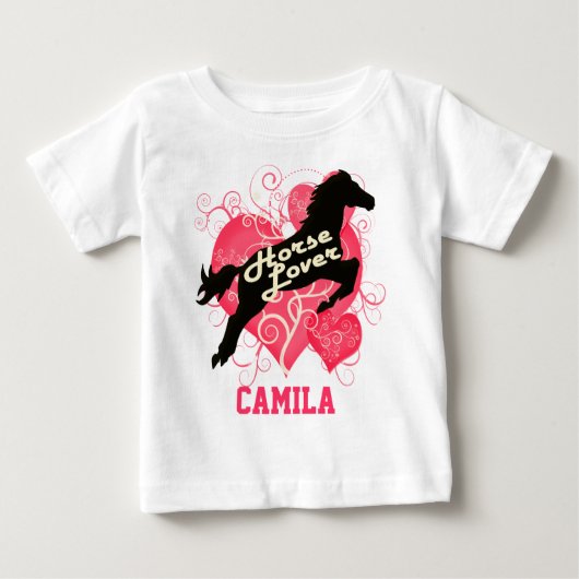 馬好きパーソナライズされたカミラ ベビーTシャツ (正面)