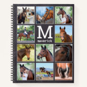 馬好きパーソナライズされたモノグラム11フォトコラージュ ノートブック (正面)