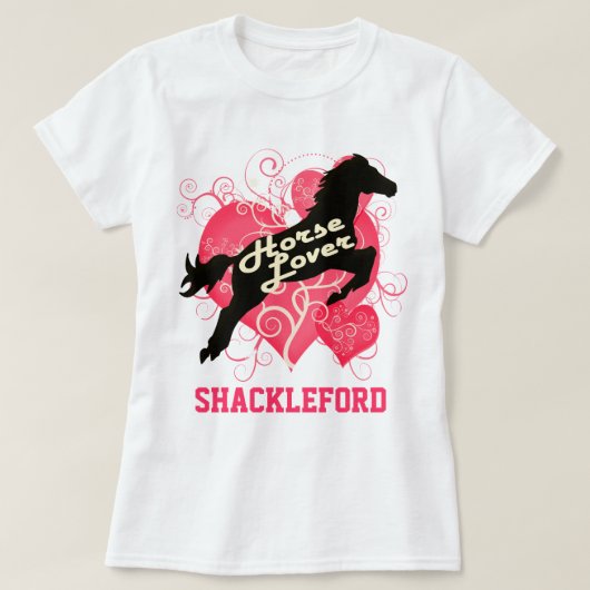 馬好きパーソナライズなShackleford Tシャツ (デザイン正面)
