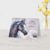馬好きパープルウォーターカラージャーニー誕生日 カード (黄色い花)