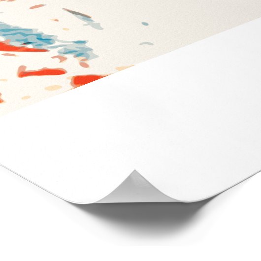 馬好きピカソスタイル水彩画ポスター ポスター (角)