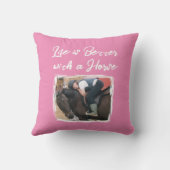 馬好きフォトピンク白 クッション (裏面)