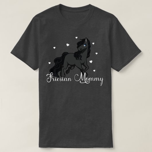 馬好きフリシアンモミー Tシャツ (デザイン正面)