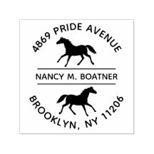 馬好きラウンド差出人住所自己インキングスタンプ