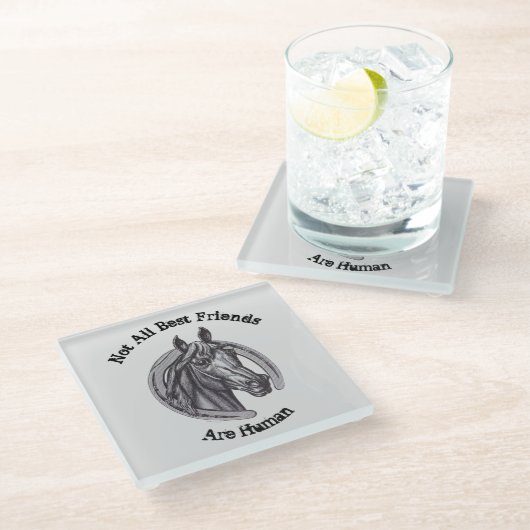 馬好きヴィンテージエッチンウマ科のグ乗 ガラスコースター (アングル)