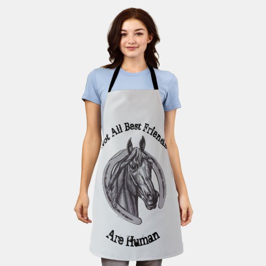 馬好きヴィンテージス最高のケット動物愛護 エプロン (着用した状態)