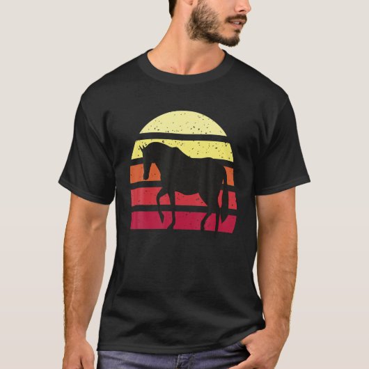 馬好き乗馬エクエストリアンレトロヴィント Tシャツ (正面)