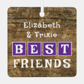 馬好き写真の名前紫の素朴 メタルオーナメント (裏面)