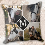 馬好き写真コラージュ クッション<br><div class="desc">祝最高のMonogram Horse写真カスタムコラージュ枕と友人。あなたが多くのおもしろいの思い出や写真を持っている場合、1つの写真だけでは十分ではない。私たちの馬の写真の枕は、合計8枚の写真を持っている。枕は両面、4つのフロント、4つのバック。新しい馬を持っているか、または毎年すべての特別な瞬間を記念するために、すべてのペットの馬は枕に値するパーソナライズされた!COPYRIGHT © 2020 Judy Burrows,  Black Dog Art - All Rights Reserved.馬好きフォトコラージュ装飾用クッション</div>