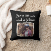 馬好き写真白黒 クッション (ブランケット)