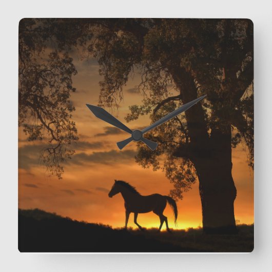 馬好き時計 スクエア壁時計 (正面)