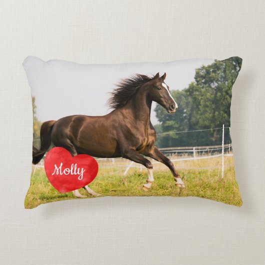 馬好き独自のペットの写真のコピーを作成 アクセントクッション (正面)