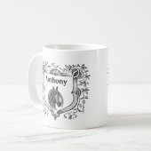 馬好き華美シールドエッチングアンティークスケッチ コーヒーマグカップ (正面左)