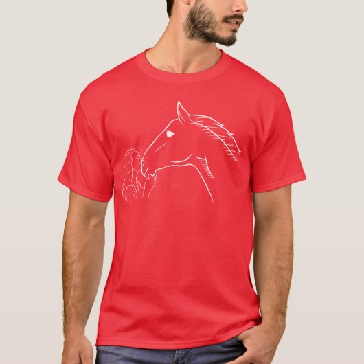 馬好き馬キスをするの少年 Tシャツ (正面)