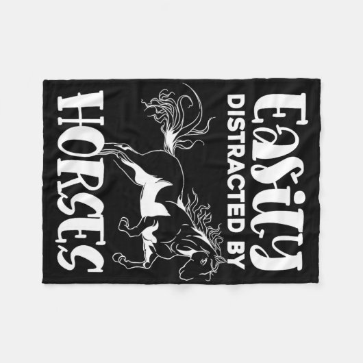 馬好き馬乗馬おもしろい動物H フリースブランケット (正面(横))