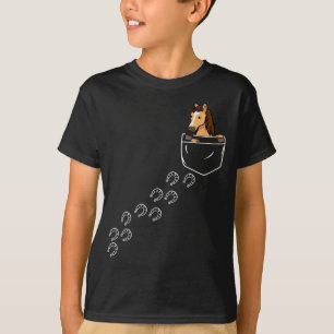 馬好き馬術乗馬ポケットホース Tシャツ