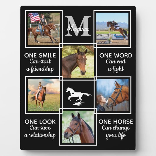馬好き馬術写真パーソナライズされたコラージュ フォトプラーク (正面)