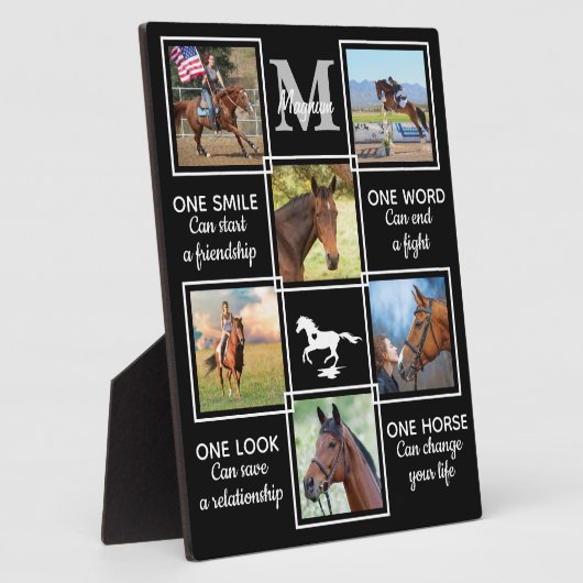 馬好き馬術写真パーソナライズされたコラージュ フォトプラーク (側面)