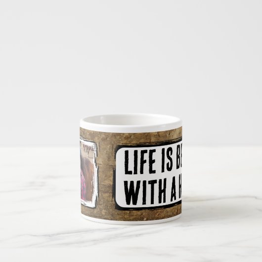 馬好き1フォトフェイクウッド白黒 エスプレッソカップ (正面)