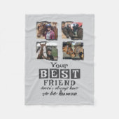 馬好き4フォト最高のフレンドグレー フリースブランケット (正面)