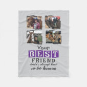 馬好き4最高のフォトフレンド灰色パープル フリースブランケット (正面)