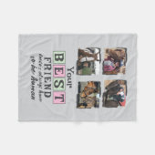 馬好き4最高のフォトフレンド灰色ピンク緑 フリースブランケット (正面(横))