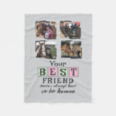 馬好き4最高のフォトフレンド灰色ピンク緑 フリースブランケット (正面)