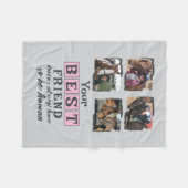 馬好き4最高のフォトフレンド灰色ピンク フリースブランケット (正面(横))