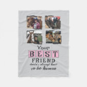 馬好き4最高のフォトフレンド灰色ピンク フリースブランケット (正面)