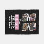 馬好き4最高のフォトフレンド黒ピンク フリースブランケット (正面(横))