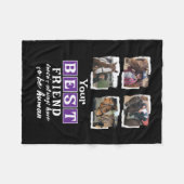 馬好き4最高のフォトフレンド黒紫 フリースブランケット (正面(横))