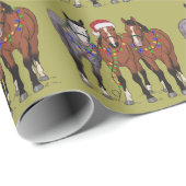 馬好き クリスマス 動物 ファーム 動物愛好家 ラッピングペーパー (ロールコーナー)