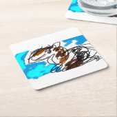 馬好き スクエアペーパーコースター (アングル)