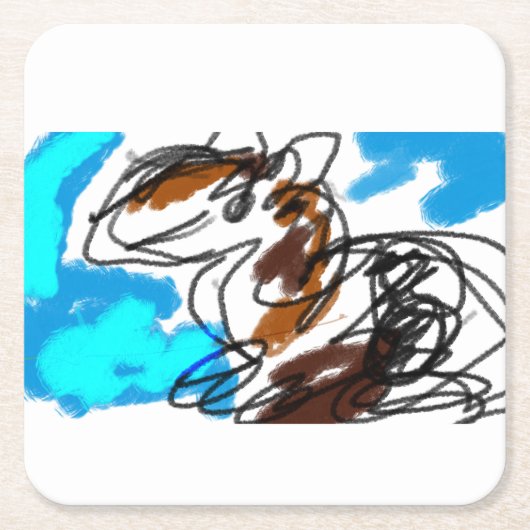 馬好き スクエアペーパーコースター (正面)