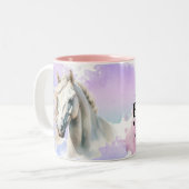 馬好き、馬術ギフト、馬のグラフィック ツートーンマグカップ (正面左)