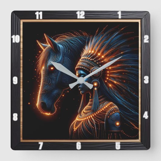 馬威厳のあると部族の調和 スクエア壁時計 (正面)