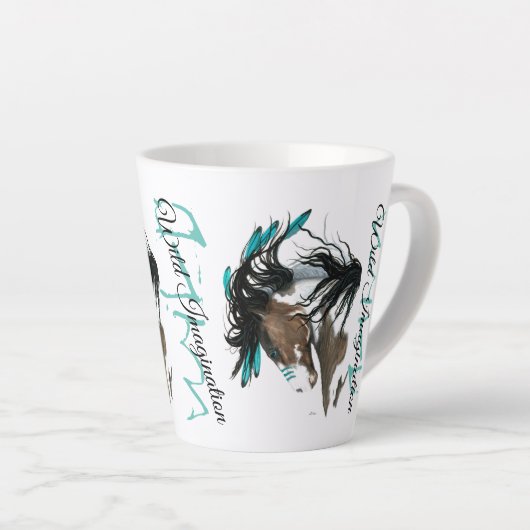 馬威厳のあるバイバイビハレのワイルドイマジネーション カフェラテマグ (右アングル)